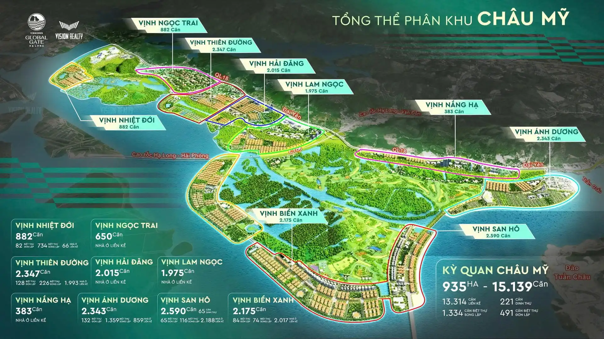 Tổng thể phân khu châu Mỹ tại Vinhomes Global Gate Hạ Long Tổng thể phân khu châu Mỹ tại Vinhomes Global Gate Hạ Long